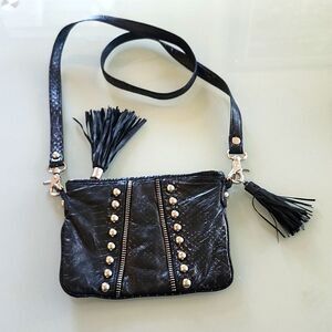 Betsey Johnson Leather Crossbody Or Clutch Tassel Bag